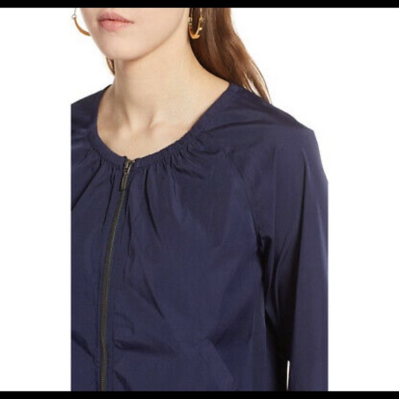 Halogen Women’s Jacket / Peacoat w/ Front Zipper, Drawstring at Waist, Navy, Sm - Picture 2 of 10